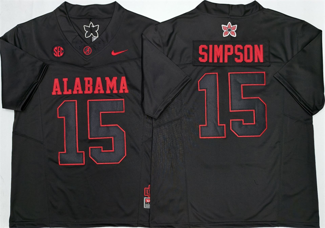 Men's Black Alabama Crimson Tide #15 Ty Simpson F.U.S.E Stitched Football Jersey